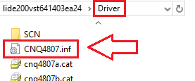 Driver フォルダー内で CNQ4807 ファイルを探してください